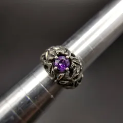 CAROLYN POLLACK アメジスト フラワードーム オープンワーク スターリングシルバー ビンテージ リング 5.5g 銀 指輪 USA VINTAGE Y9-Y