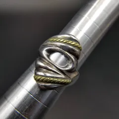 メキシコ 925 シルバー モダニスト ロープ装飾 ヴィンテージ リング 2トーン 真鍮Mix 銀 指輪 大ぶり 重厚感 Mexico Y23-V