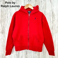Polo by Ralph Lauren ポロバイラルフローレン ポニーロゴ刺繡 裏起毛 フーディ フルジップアップ パーカー レッド 150cm キッズ