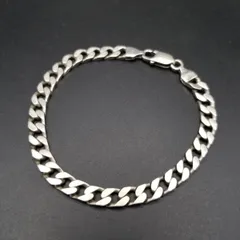 イタリア製 シンプル 喜平チェーン 925 シルバー ヴィンテージ ブレスレット 銀 英国 London Convention マーク 定番 メンズ Y23-U⑤