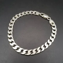 イタリア製 シンプル 喜平チェーン 925 シルバー ヴィンテージ ブレスレット 銀 英国 London Convention マーク メンズジュエリー Y23-T