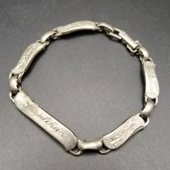 La Mode パネルチェーン リンク 925 シルバー ヴィンテージ ブレスレット 銀 フローラル エッチング ミッドセンチュリー Y23-M