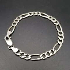 イタリア製 シンプル フィガロチェーン 925 シルバー ヴィンテージ ブレスレット 英国 Sheffield Convention マーク ユニセックス Y23-D