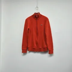 0077 ラコステ ウール 100%オレンジ色 ニット ジップアップ 95