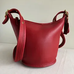 Vintage Coach Maggie Duffle Bucket Bag S Red Leather