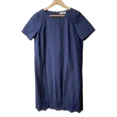 Leilian(レリアン) ワンピース サイズ7 S レディース - ダークネイビー クルーネック/半袖/ひざ丈