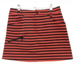 ルコックゴルフ スカート レッド×黒 ボーダー 5ポケット 裏起毛 ストレッチ  レディース 9 ゴルフウェア le coq sportif