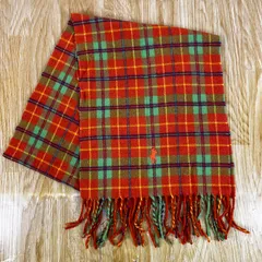 ポロラルフローレン ラムウールチェックマフラー (オレンジ/150cm)