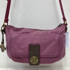 6628　KIPLING キプリング　ショルダーバッグ　 斜めバッグ　チャーム付き　モンキー　ゴリラ　パープル系　ピンク系　ポケット多数 ミニバッグ