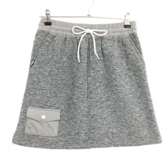 【超美品】フィラゴルフ スカート 杢グレー キルティング風 ボア裏地 ロゴ刺しゅう  レディース M ゴルフウェア FILA GOLF