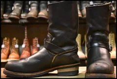 【8.5D 良品 PT91刺繍 97年】レッドウィング 2268 エンジニア 黒 ブラッククローム スチールトゥ プルオン ブーツ redwing HOPESMORE【FK115】