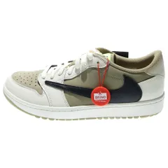 NIKE (ナイキ) ×Travis Scott AIR JORDAN 1 LOW Golf NRG Neutral Olive FZ3124-200 トラヴィススコット エアジョーダン1 ロー ゴルフ ローカットスニーカー US9.5/27.5cm