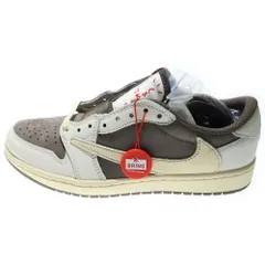 NIKE (ナイキ) ×TRAVIS SCOTT AIR JORDAN 1 REVERSE MOCHA トラヴィススコット エアジョーダン1 ローカットスニーカー リバースモカ カーキ US8.5/26.5cm DM7866-162