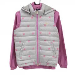 【美品】キャロウェイ ライナー付ダウンベスト グレー×ピンク 星柄 フード着脱可 ダウン90％  レディース M ゴルフウェア Callaway