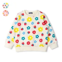 moujonjon お花イチゴ総柄裏毛トレーナー　m64643