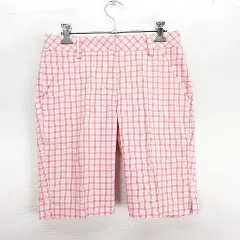 プーマ PUMA パンツ ボトムス ショート ハーフ チェック ロゴ ストレッチ S ピンク ゴルフウェア ※EKM