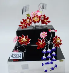 七五三 七歳 七才 7歳 7才 かんざし 簪セット 髪飾り 七歳専用 女児用 日本製 つまみ細工 ビラ付き 赤色 白色 NO42834