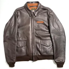 【米国製】定価16.2万 AVIREX レザージャケット 茶 46 牛革 フライトジャケット A-2 本革