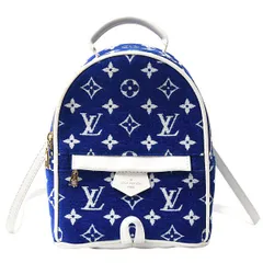 ルイヴィトン バッグ レディース パームスプリングス MINI バックパック モノグラム ジャカード ベルベット レザー ブルー Louis Vuitton M46207 中古