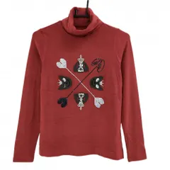 【超美品】ノイジーノイジー 長袖ハイネックシャツ レッド 微起毛 スパンコール 刺しゅう レディース 40(M) ゴルフウェア M・U SPORTS