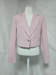 新品) ZARA ザラ ピンク クロップド ジャケット ブレザー レディース 85-90 1126