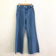 タグ付 ローリーズファーム 裾フリンジ フレアデニムパンツ 薄め コットン100% S相当