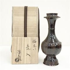 福田作美 欅神代塗木目沈金 福瓢 一輪生 花瓶 花入 共箱 - メルカリ