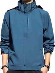 Lunenon Soleil ルネノンソレイユ 軽量x防風 ウィンドブレーカー マウンテンパーカー メンズ 大きいサイズ 防寒 登山 撥水 秋冬 ナイロンジャケット 30代 40代 通勤 通学 ジャンバー 防水 上着 (ダークブルー,  2XL)