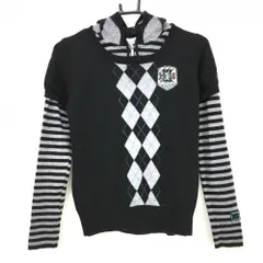 マンシングウェア 2WAYセーター 黒×グレー 前グレンチェック 半袖ニット 異素材インナーパーカー レディース M ゴルフウェア Munsingwear