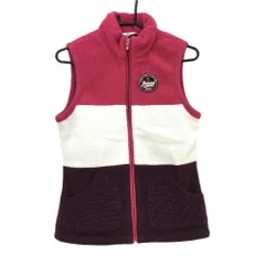 マンシングウェア 中綿ベスト ピンク×白×ボルドー フリース レディース M ゴルフウェア Munsingwear