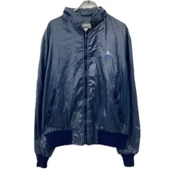 USA製 aureus ナイロンジャケット L ブルー ジップアップ 隠れフード ブルゾンジャケット ナイロン 刺繍ワンポイント 春物 a711-6462