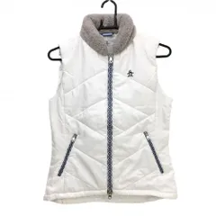 マンシングウェア 中綿ベスト 白 地模様 ネックボア レディース M ゴルフウェア Munsingwear