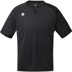 【新品】【Mサイズのみ】DESCENTE（デサント）2ボタン シャツ 半袖 Tシャツ メンズ ユニフォーム 吸汗速乾 フルオープンシャツ 野球 ソフトボール シャツ　ブラック　DB127-BLK-M