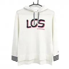 ルコック ニットパーカー アイボリー×ネイビー 袖口ライン ウール混 セーター レディース M ゴルフウェア le coq sportif
