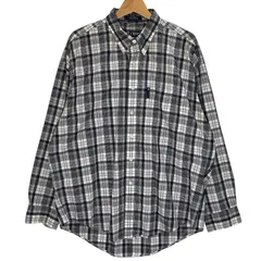 90's/ 90年代ヴィンテージ CAHPS RALPH LAUREN/チャップスラルフローレン チェック柄 長袖 シャツ ボタンダウン オーバーサイズ ビッグシルエット タイ製 メンズ L グレー/ネイビー/ホワイト