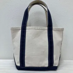 6519　L.L.Bean　エルエルビーン　トートバッグ　ハンドバッグ　ネイビー　紺　オフホワイト　レディース　メンズ　ユニセックス　男女兼用　キャンバス　シンプル　カジュアル