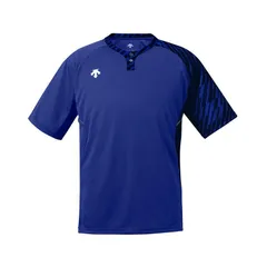 【新品】DESCENTE（デサント）2ボタン シャツ 半袖 Tシャツ メンズ ユニフォーム 吸汗速乾 フルオープンシャツ 野球 ソフトボール シャツ　ロイヤルブルー　DB127-ROY