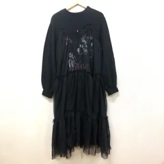 jouetie ドッキングティアードワンピース リメイク風 レースレイヤードロックワンピース スウェットワンピース ブラック FREE