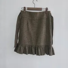 vinyle ウール フリル 裾 ミニ スカート sサイズ