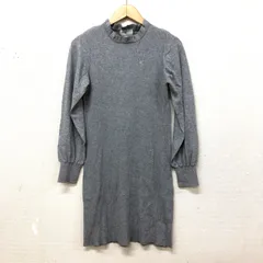 組曲 KIDS 針抜きリブニットワンピース フリルネック パフスリーブ グレー 160cm