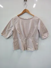 ピ213●UNITED ARROWS GREEN LABEL RELAXING●七分袖●カットソー●ボートネック●サイズ表記なし●ベージュ●