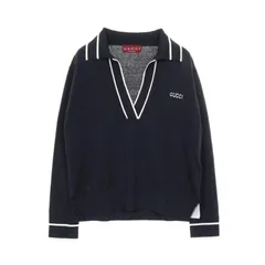 グッチ GUCCI ポロシャツ ネイビー シルク コットン ニット レディース Used Aのサムネイル