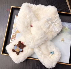 フリース マフラー ぬいぐるみ付き チェック柄 - メルカリ
