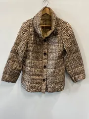 ピ214⚫︎Burette Club⚫︎ビューレクラブ⚫︎レディース⚫︎アウター⚫︎ダウンジャケット⚫︎総柄⚫︎sizeL⚫︎茶x黒