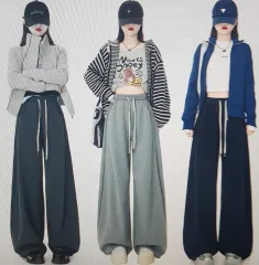 (海外配送)ワイド 起毛 ロング トレーナー パンツ/ジョガーパンツ