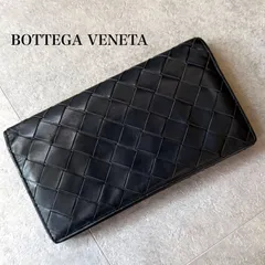 美品 BOTTEGA VENETA ボッテガヴェネタ マキシイントレチャート 二つ折り長財布 札入れ レザー ブラック 黒 メンズ a3