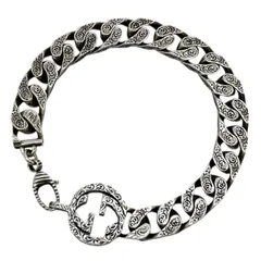 【中古】GUCCI | グッチ インターロッキングG エングレービング チェーン ブレスレット シルバー【尾張小牧店】