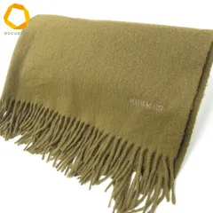 #we エルメス HERMES マフラー  大判 ストール 茶 無地 ロゴ刺繍 カシミヤ スコットランド製 レディース [959351] k01