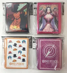 ワンピースカードゲーム オフィシャルカードスリーブ13　4種セット　ミホーク、ハンコック、帽子総柄、スタンダードパープル