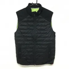 【美品】ニューバランスゴルフ 切替中綿ベスト 黒×グレー 前ロゴ総柄 ・中綿 メンズ 6(XL) ゴルフウェア New Balance